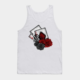 Playing Cards with Red Roses Tank Top